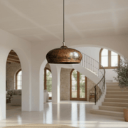 Hammered Copper Dome Pendant – Oxidized Rustic Kitchen Light