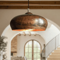 Hammered Copper Dome Pendant – Oxidized Rustic Kitchen Light