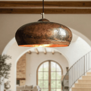 Hammered Copper Dome Pendant – Oxidized Rustic Kitchen Light