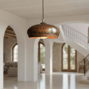 Hammered Copper Dome Pendant – Oxidized Rustic Kitchen Light