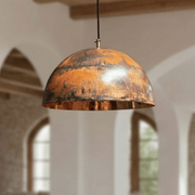 Oxidized Copper Dome Pendant – Rustic Farmhouse Kitchen Light
