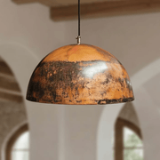 Oxidized Copper Dome Pendant – Rustic Farmhouse Kitchen Light