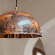 Oxidized Copper Dome Pendant – Rustic Farmhouse Kitchen Light