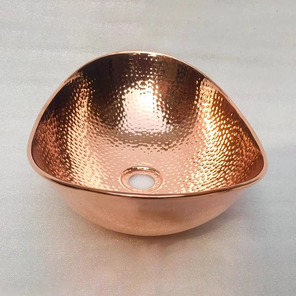 Handcrafted Copper Vessel Bathroom Sink - close-up detail