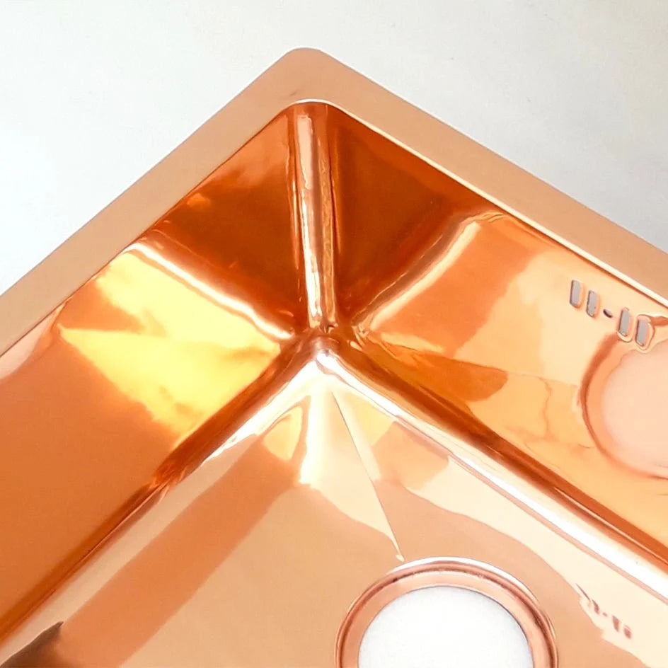 Hammered Copper Island Sink - Bar & Prep Sink - close-up detail