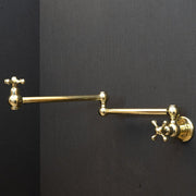 Unlacquered Brass Pot Filler – Cross Handles, Swing Arm