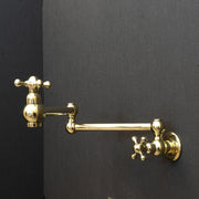 Unlacquered Brass Pot Filler – Cross Handles, Swing Arm