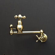Unlacquered Brass Pot Filler – Cross Handles, Swing Arm