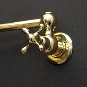 Unlacquered Brass Pot Filler – Cross Handles, Swing Arm
