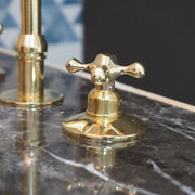 Unlacquered Brass Deck-Mounted Countertop Faucet – 3-Hole Widespread