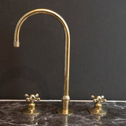 Unlacquered Brass Deck-Mounted Countertop Faucet – 3-Hole Widespread