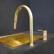 Unlacquered Brass Single-Handle Pull-Down Kitchen Faucet