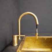 Unlacquered Brass Single-Handle Pull-Down Kitchen Faucet