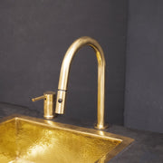 Unlacquered Brass Single-Handle Pull-Down Kitchen Faucet