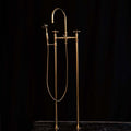 Unlacquered Brass Floor-Mounted Tub Filler with Handheld Shower