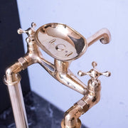 Freestanding Brass Clawfoot Tub Filler with Soap Holder
