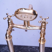 Freestanding Brass Clawfoot Tub Filler with Soap Holder