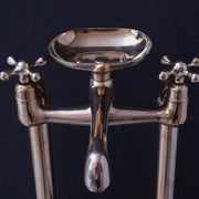 Freestanding Brass Clawfoot Tub Filler with Soap Holder