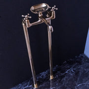 Freestanding Brass Clawfoot Tub Filler with Soap Holder
