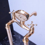 Freestanding Brass Clawfoot Tub Filler with Soap Holder