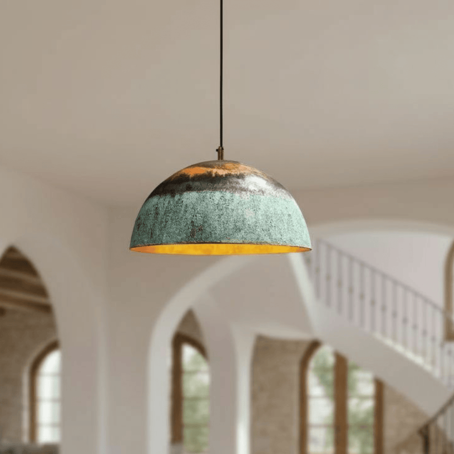 Green Patina Oxidized Copper Dome Pendant – Kitchen Fixture