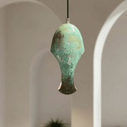 Green Patina Copper Pendant – Cutout Dome Ceiling Light