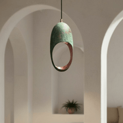 Green Patina Copper Pendant – Cutout Dome Ceiling Light