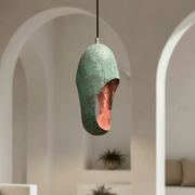 Green Patina Copper Pendant – Cutout Dome Ceiling Light