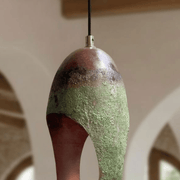 Green Patina Copper Pendant – Handmade Oval Cutout Fixture