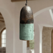 Green Patina Copper Pendant – Oxidized Cylinder Ceiling Lamp