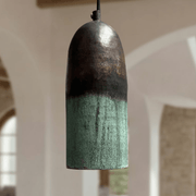 Green Patina Copper Pendant – Oxidized Cylinder Ceiling Lamp