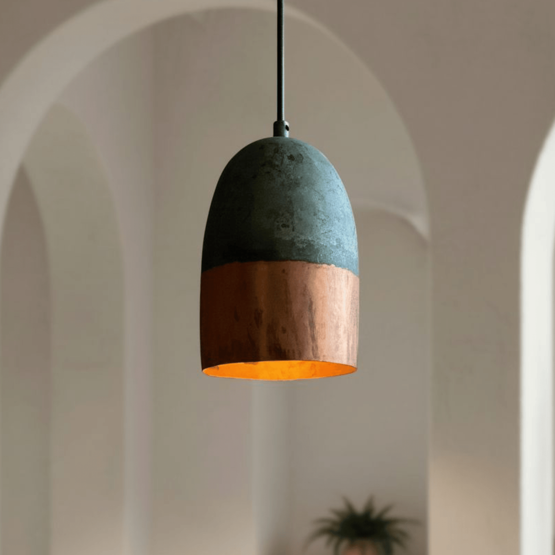 Green Patina Copper Pendant – Vintage Dining & Bar Light