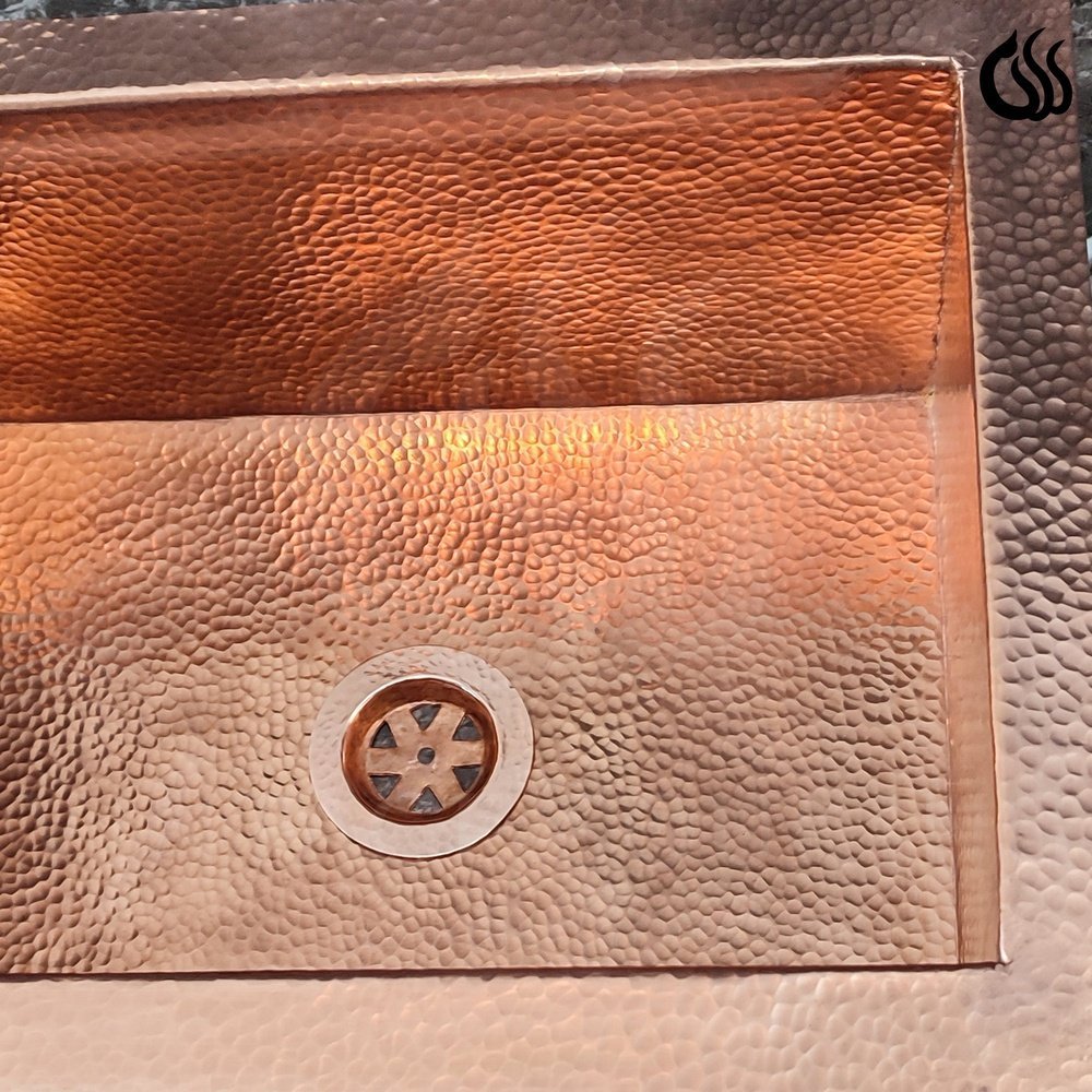 Hammered Copper Undermount Kitchen Sink - detail view
