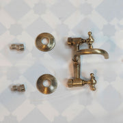 Hammered Unlacquered Brass Wall-Mounted Bathroom Faucet