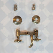 Hammered Unlacquered Brass Wall-Mounted Bathroom Faucet