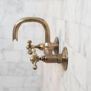 Hammered Unlacquered Brass Wall-Mounted Bathroom Faucet
