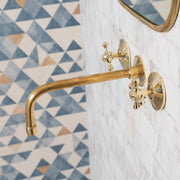 Unlacquered Brass Wall-Mounted Faucet – Lever Handle