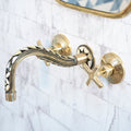 Handcrafted Brass Wall-Mounted Faucet – Cobra Wood Handle