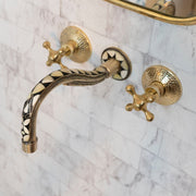 Handcrafted Brass Wall-Mounted Faucet – Cobra Wood Handle