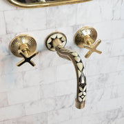Handcrafted Brass Wall-Mounted Faucet – Cobra Wood Handle