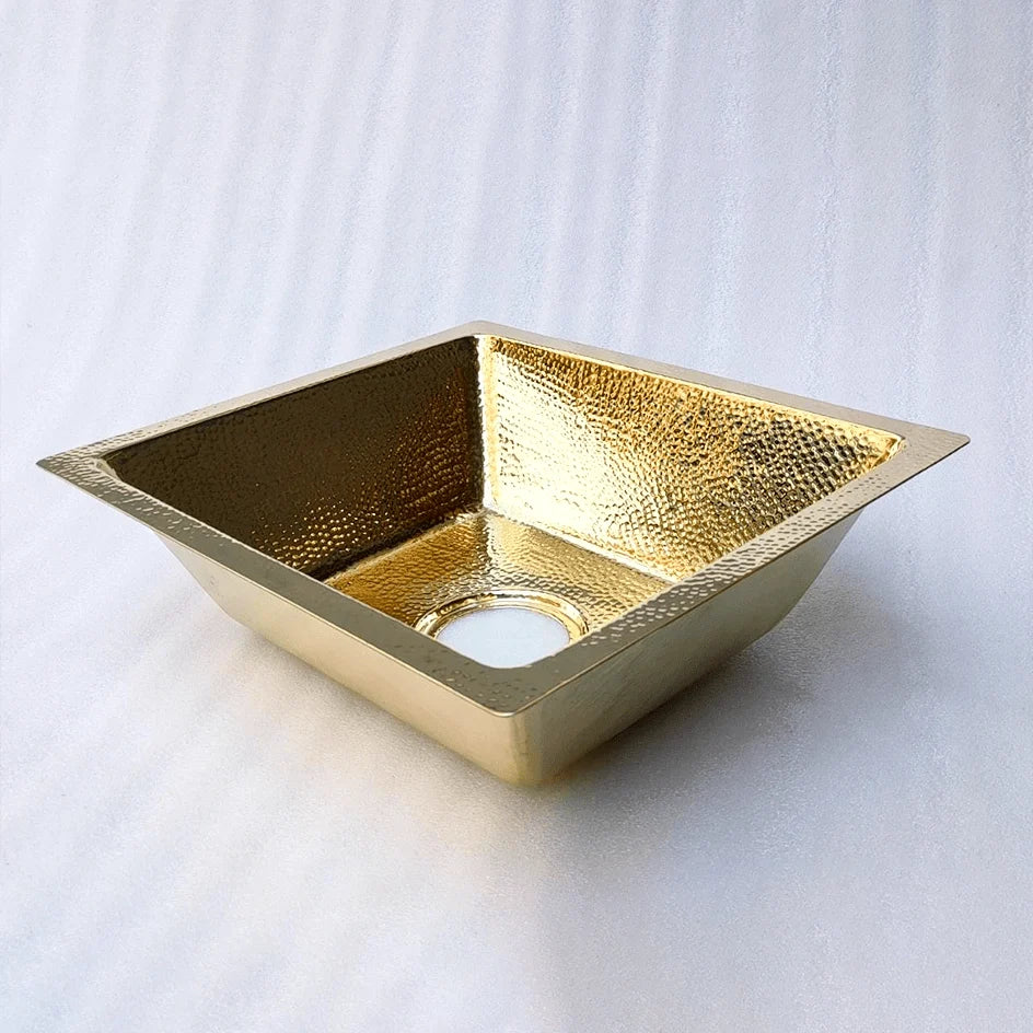 Handcrafted Hammered Unlacquered Brass Kitchen Sink – Artisan Finish