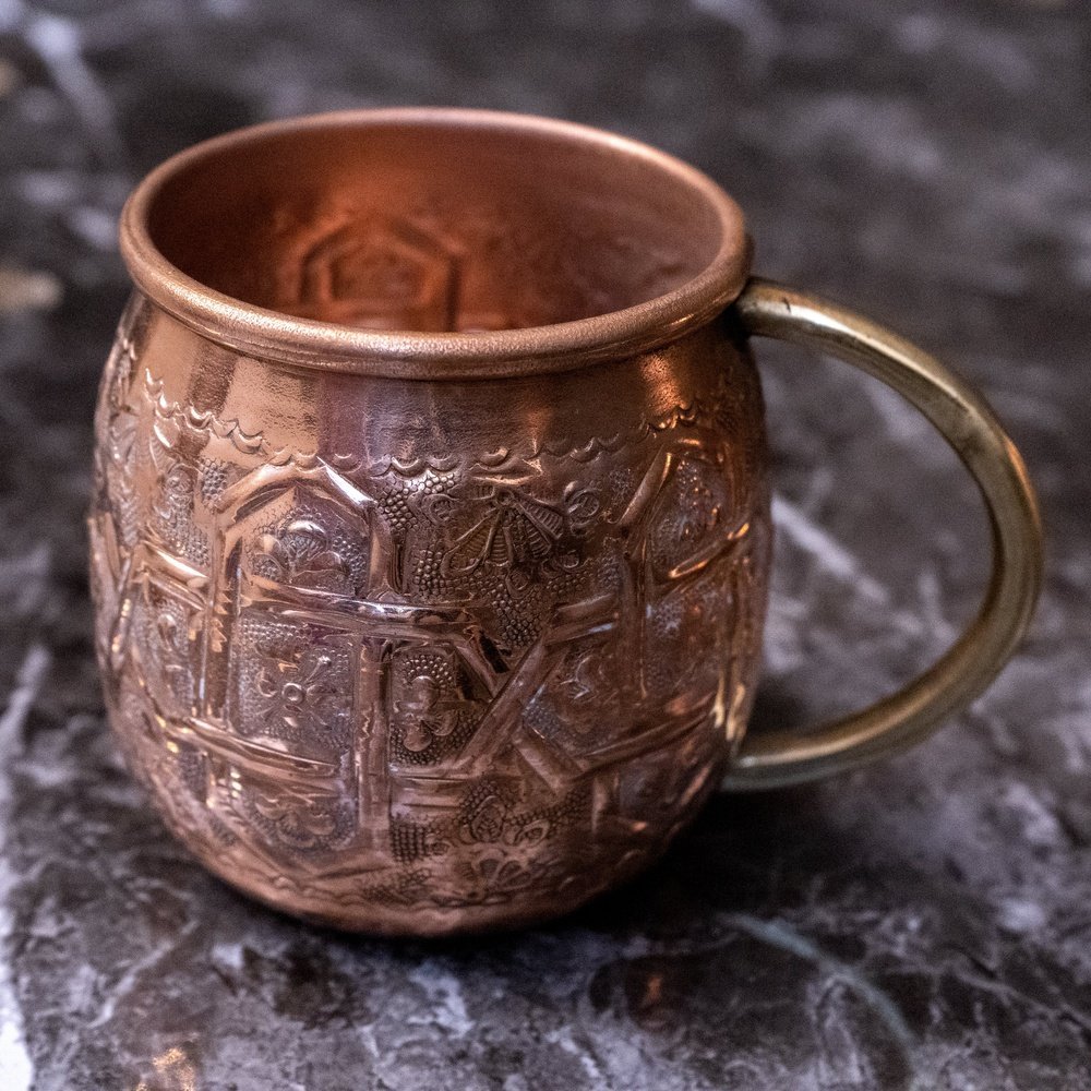 Hammered Pure Copper Mug – Personalized Engraving Available – detail close-up