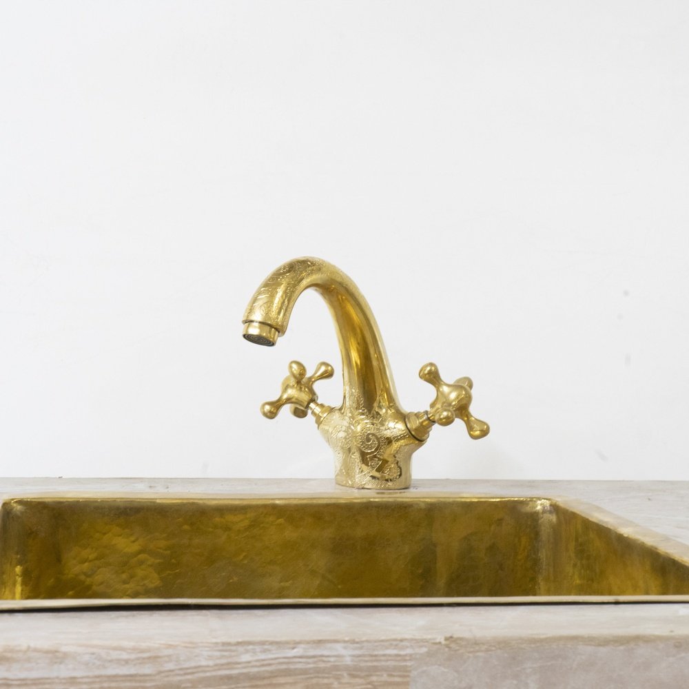 Unlacquered Brass Single-Hole Bathroom Vanity Faucet