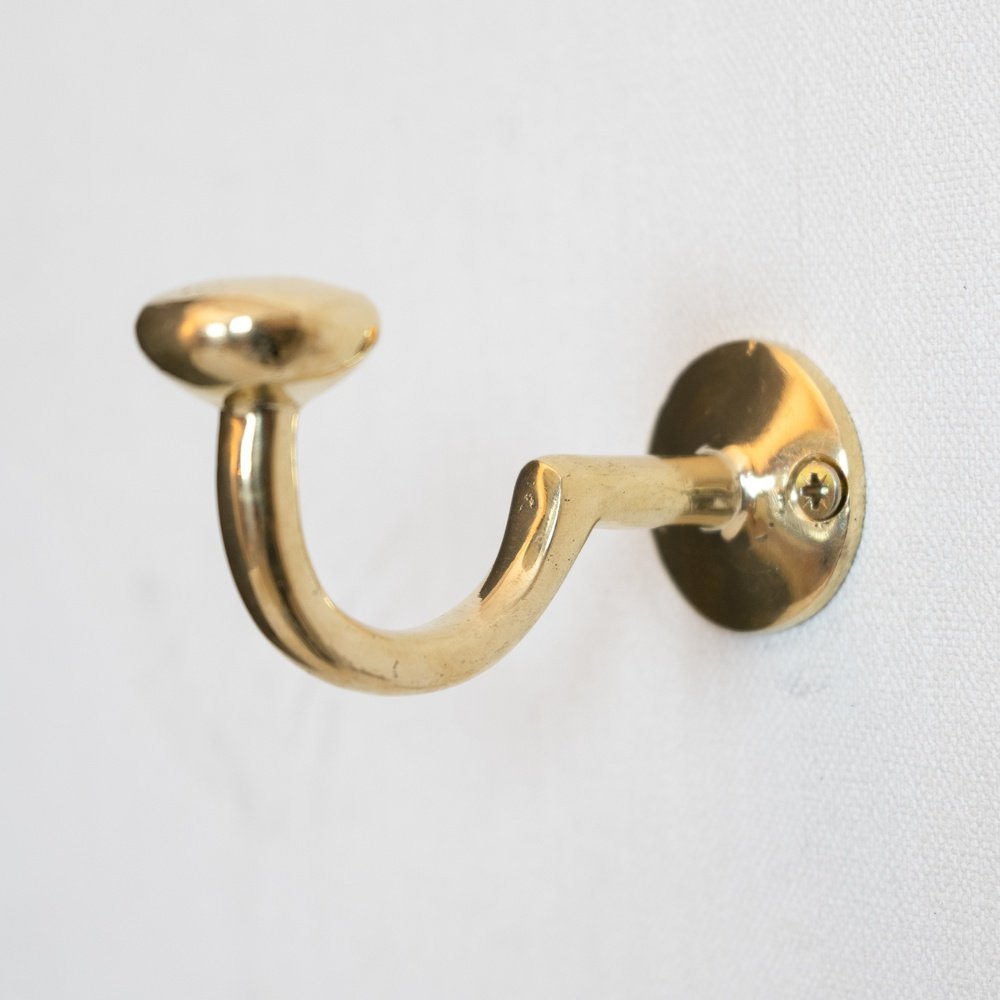 Handcrafted Unlacquered Brass Wall Hooks – Robe & Towel Hook – detail close-up