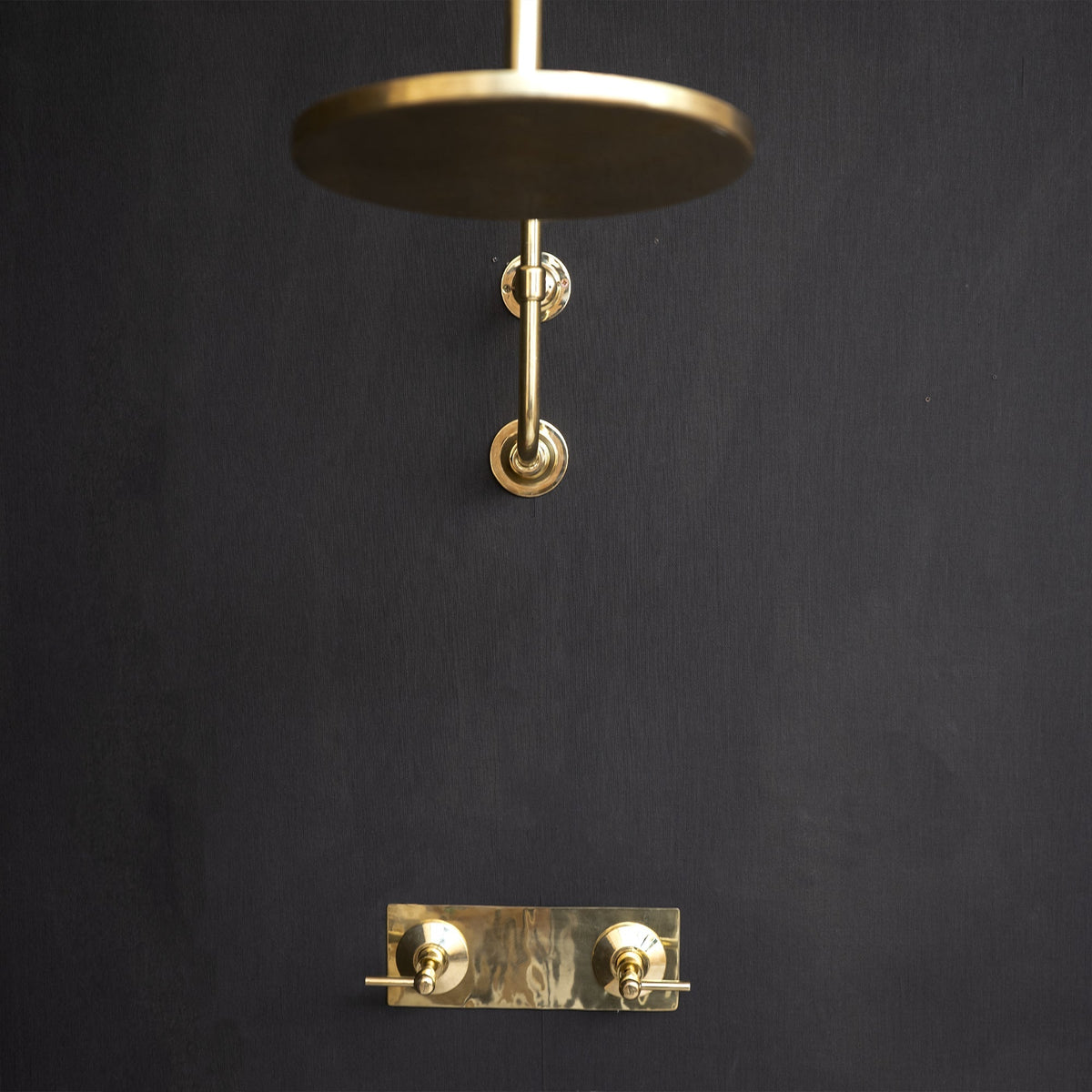 Unlacquered Brass Shower System – Rain Head with Shower Arm