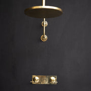Unlacquered Brass Shower System – Rain Head with Shower Arm