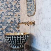 Unlacquered Brass Wall-Mount Faucet with Wood Handles