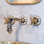 Unlacquered Brass & Wood Wall-Mounted Bathroom Faucet