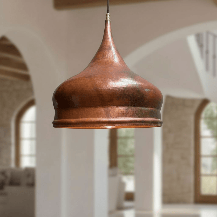 Hammered Copper Onion Dome Pendant – Rustic Fixture