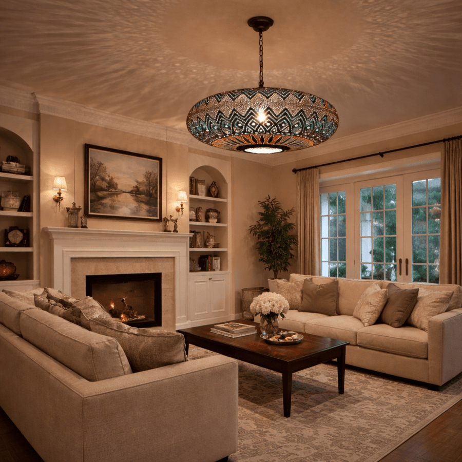 Handmade Moroccan Brass Pendant Lamp – Exotic Ceiling Light